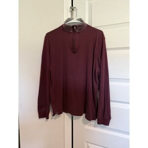Tasso Elba Cotton Men's Pullover Sweater Half Zip Medium Maroon Sweatshirt